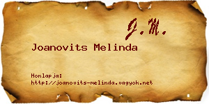 Joanovits Melinda névjegykártya